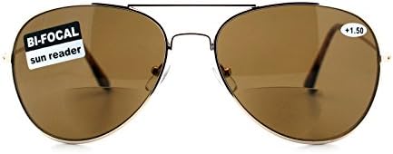 Слънчеви очила с бифокальными увеличивающими лещи, унисекс, класически, aviator, тонизирана, за четене