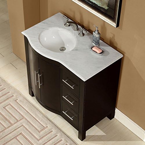 Silkroad Exclusive HYP-0912-WM-UWC-36-L-Тоалетка за баня с Единична лявата мивка и Мебелен шкаф, 36 см, Кафява