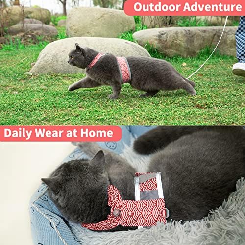 Шлейка за котки Huntboo, защищающая от бягство, Регулируем Мек Отразяваща жилетка за котки и Набор от каишки с джоб за AirTag,