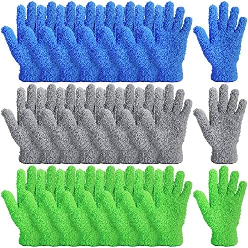 Janmercy 60 Бр. Ръкавици За Избърсване на прах от Микрофибър, Ръкавици За Почистване на Труднодостъпни Ъгли, Ръкавици за Инструменти