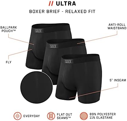 Мъжко бельо SAXX - ультрамягкие боксови гащи-боксерки с ширинкой и вграден калъф за подкрепа - бельо за мъже, опаковки от 3