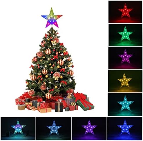 Lymonflyy Коледната Звезда на Елхата Topper Светлина 9,5 инча 24 Режим на Промяна на цвета с Универсално дистанционно управление