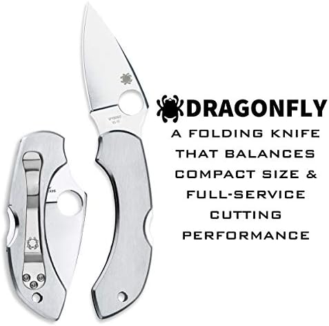 Корпоративна нож Spyderco Dragonfly със Стоманени остриета 2,32 инча VG-10 и здрава дръжка от неръждаема стомана - PlainEdge -