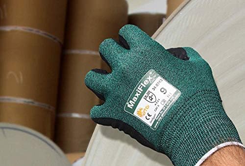 Работни ръкавици MaxiFlex 34-8743, устойчиви На гумата с Нитриловым покритие, със Зелена Плетиво обвивка и Нитриловой ръкавица