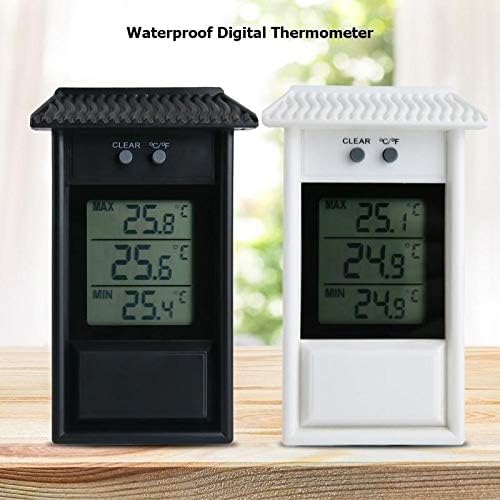 KLHHG Водоустойчив Дигитален Външен Термометър, Влагомер за Измерване на температурата и влажността на Хладилника (Черен цвят)