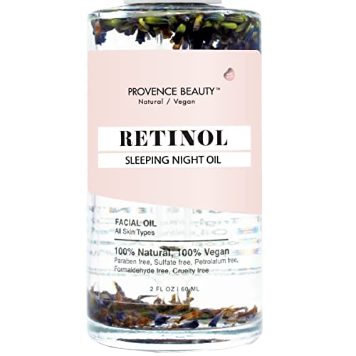 Provence Beauty Retinol Oil Sleeping Night Oil - Хидратиращ крем за лице, съдържащ Етерични масла, Серум за грижа за кожата с витамин