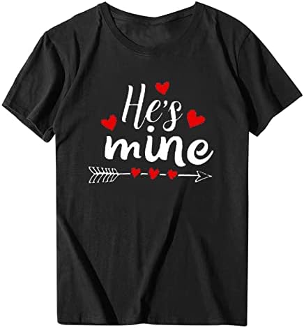 She ' s Mine Тениска за възрастни на Ден на Св. Валентин, Блуза, Мъжки Ежедневни Ризи С Писмото Принтом, Дамски Тениски с Къс