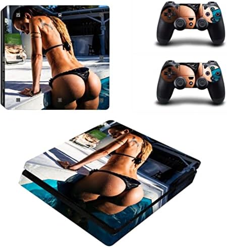 Комплект кожи за тънки конзолни контролери Vanknight PS4, горещо момиче, vinyl стикер, стикер с миризмата, секси момиче