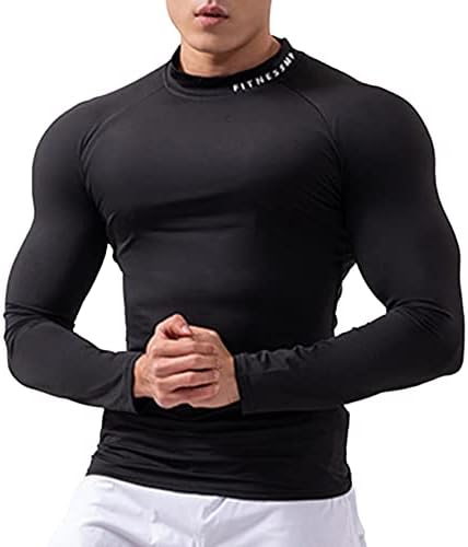 Kaerm Мъжки Компресия Ризи UPF 50+ с дълъг ръкав Dry Fit За тренировки, Спортни Ризи За Фитнес зала, Основен Слой, Мускулен Топ
