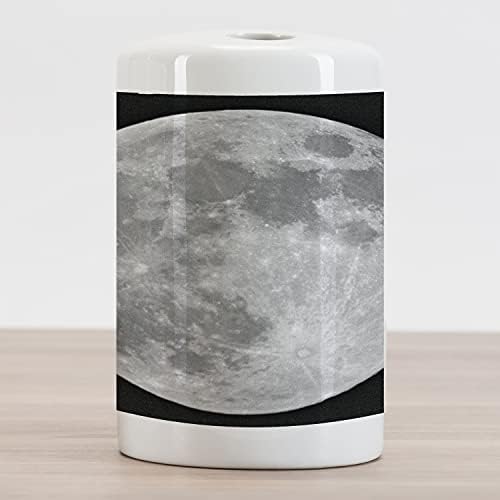 Керамични Държач за четка за зъби Ambesonne Moon, е Черно-бяла, по-Подробна снимка на Небето-космическа тематика в Пълнолуние, Декоративна