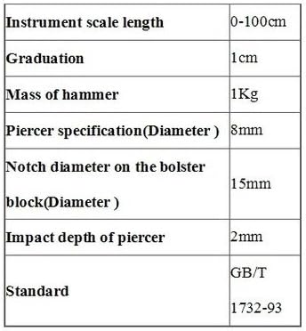 Ударен механизъм за малярной филм Gowe, Дължина на скалата шок тестер: 0 ~ 100 см, чук: 1 кг