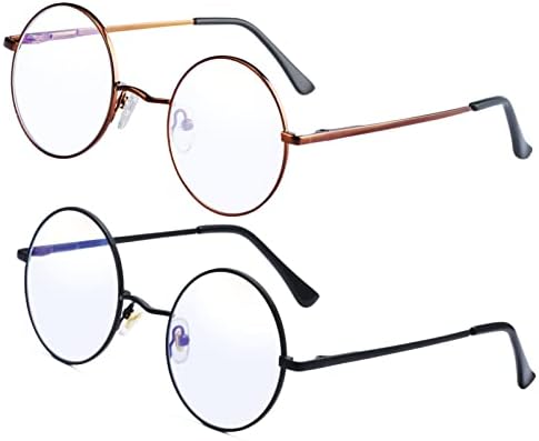 Brigtlaiff Кръгли Очила с Блокиране на Синя Светлина за Мъже и Жени, Компютърни Игри, Телевизионни Очила Срещу умората на очите в Метална