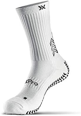 Чорапи SOXPro Classic Grip | Цвят бял | Размер СРЕДЕН (от 8,5 - 12) | Чорапи с перфектно заснемане за футбол, ръгби, бягане,