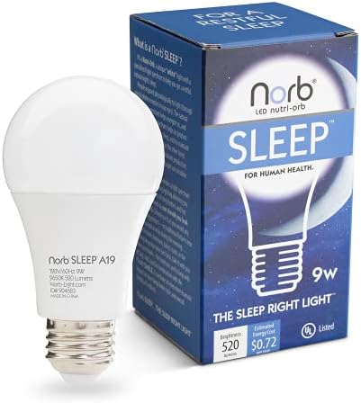 NorbSLEEP - Крушка с ниско синя светлина преди лягане и през нощта, за спокоен, здрав сън за всички възрасти (бебета и възрастни)
