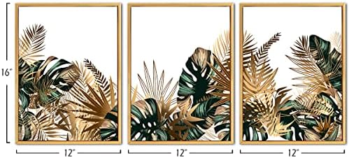 Loomarte Стенно изкуство с растенията в рамка, Просто Тропически Зелени Листа, Стенен Декор, Бохо, Палмови Ботанически Щампи, Минималистичные