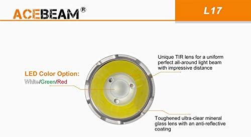 Фенер сверхдальнего действия Acebeam L17 - версия на OSRAM WHITE LED - 1400 Лумена, 802 метър с висок капацитет акумулаторна батерия