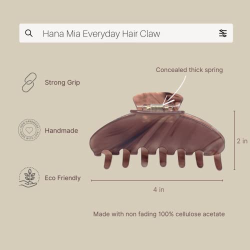 Hana Mia ежедневни здрава ацетатная 4-инчов шнола за коса за гъста или дълга коса (мока)