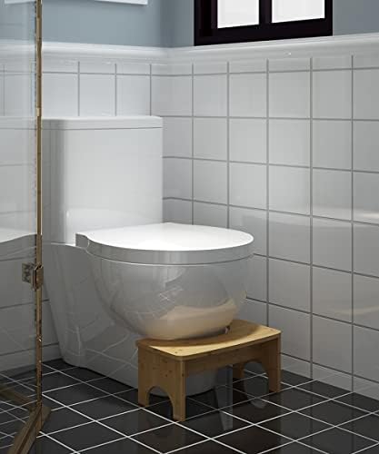 Бамбуков стол за тоалетната чиния за възрастни, столче за тоалетна JACNITAD 6,5 инча, столче за тоалетната чиния в банята с нескользящим