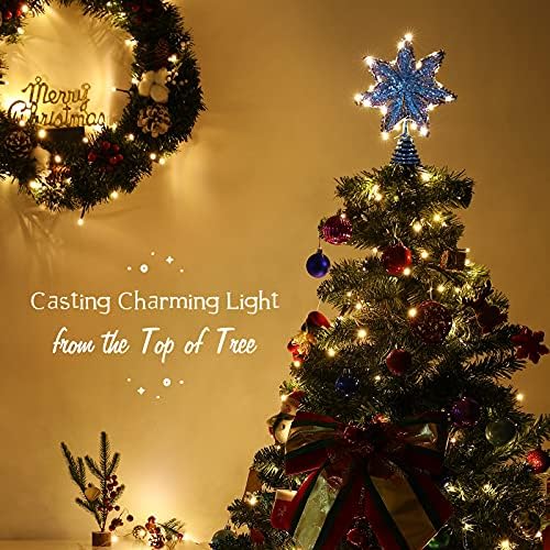 Коледа Topper Roylvan Star, 3D Коледна звезда на върха на дървото с пайети, Декоративно Светлинно украса във формата на Семиугольника под