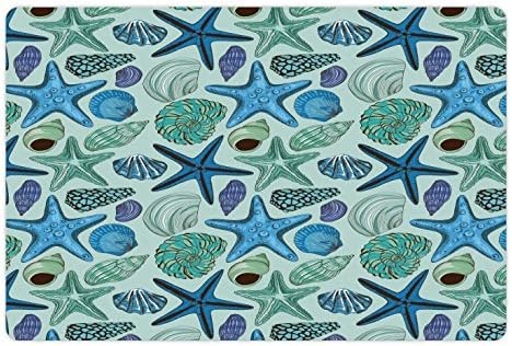 Подложка за домашни любимци под формата на морска звезда Ambesonne за храна и вода, В Състава на Аквариумном стил, Тропически