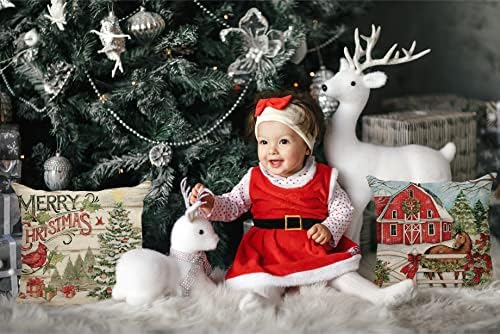 COSHAYSOO Коледни Калъфки в селски стил 18x18-Инчов, пакет от 4, Декоративни Калъфки за възглавници в стила на Коледната