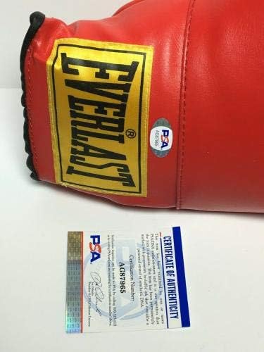 Боксови ръкавици Евърласт червен цвят, с автограф Майк Анчондо PSA AG87965 - Боксови ръкавици с автограф