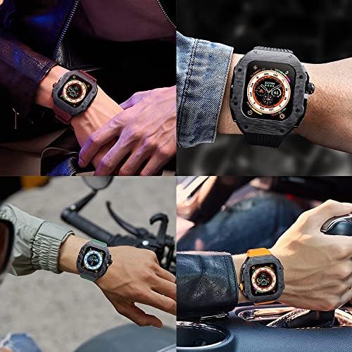 ZEDEVB Луксозен комплект модификация на Apple Watch 8 Ultra 49 мм и каишка от фторуглерода, калъф, изработени от въглеродни