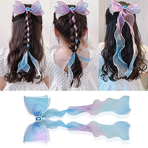 DREMISI/Комплект от 3 теми, Цветни Ленти, панделки за коса за момичета, с Преливащи се цветове Панделки, Панделки за Коса на