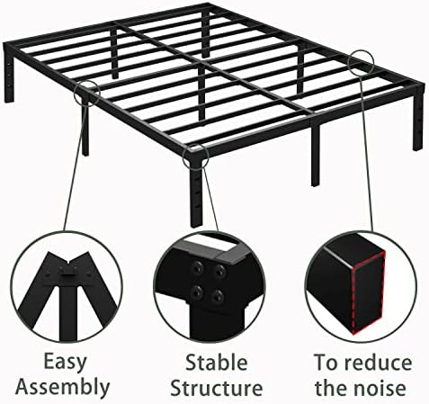 Рамка на легло Goltriever King Не се изисква пружинен блок, 14-Инчов нескользящая черна платформа-рамка на легло, с възможност