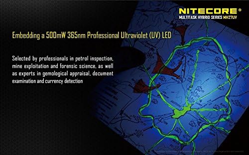 Nitecore MH27UV 1000 Лумена USB Акумулаторна батерия led Фенерче с Бяло, Спомагателни Червена, синя и ултравиолетова осветление