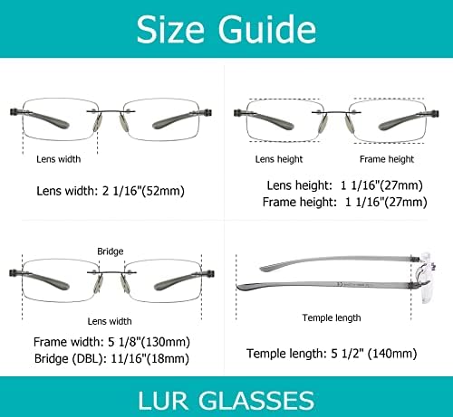 LUR 7 Опаковки очила за четене без рамки + 3 опаковки на метални очила за четене (общо 10 двойки ридеров + 2,75)