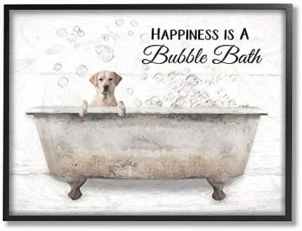 Stupell Industries Happiness - Това е дизайн Куче в банята с пяна за къпане