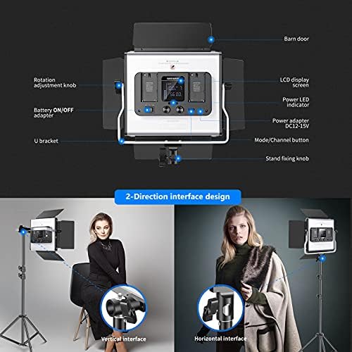 Neewer 2 Комплекта led подсветка 530 RGB с управление чрез приложение, Комплект осветление за снимки и видео с подкрепа и чанта,