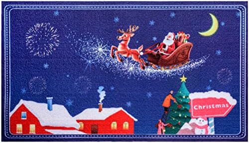 Коледен Цветна подложка LOCONHA, Коледен Врата на мат, Коледен мат Нескользящий и Моющийся Зимата Мат Дядо Снежинки Врата на Мат за