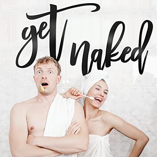 Регистрирай Vivegate Get Naked – 18 X 25 Знак Get Naked за Декора на Стените на Банята, Надписи за Баня, Черни Метални Букви