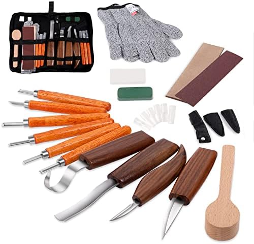Набор от инструменти за дърворезба, Набор от Ножове за рязане на детайли и Куки за начинаещи, Нож за Подрязване на лъжици, Чаши от