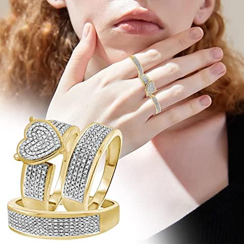 2023 Нов дамски Блестящ Диамант С Пълен Набор от Диаманти, Пръстен с Двойно диамантен пръстен, Пръстен с Обещанието, Пръстен с