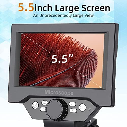 Koolertron 5,5-инчов LCD Дигитален Микроскоп, 8-Мегапикселова камера за ръчно USB микроскоп с увеличение 1-1000 пъти, 8 led, Акумулаторна
