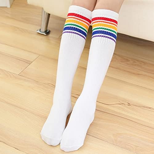 Бебешки чорапи със средна височина, чорапогащи, футболни чорапи с дълъг ръкав, памучни чорапи, с преливащи се цветове чорапи