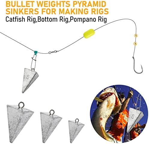 Dr.Fish 5 Опаковки Пирамидална Риболовни Изпратени, 1-8 грама Оловни Риболовни Изпратени за Сърф, Риболов на Сом
