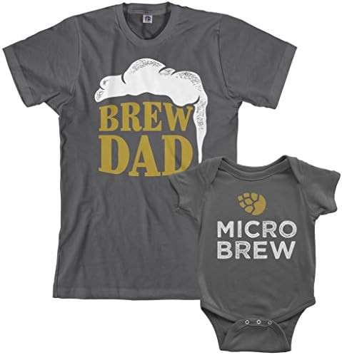 Комплект за детско боди Threadrock Brew Dad & Micro Brew и мъжки тениски в тон (Baby: