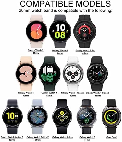 10 Цветни ленти, съвместим с Samsung Galaxy Watch 5 40 мм 44 мм Galaxy Watch 5 Pro и Galaxy Watch 4 40 мм 44 мм Каишка за часовник и