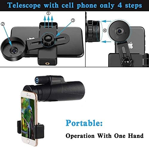 Монокулярный телескоп Schützks - 12X50 Мощна BAK4 призма със статив за смартфон и адаптер за монтаж, идеален за наблюдение на птици, разходки,