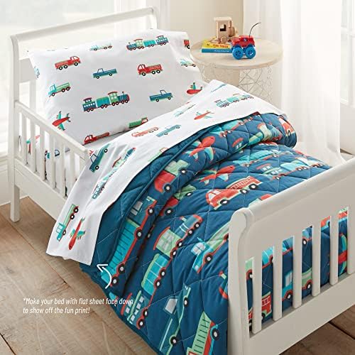 Wildkin от памук, 4 предмета, Бебешко легло-Чанта за момчета и Момичета, Комплект спално бельо Включва Одеяло, Равна