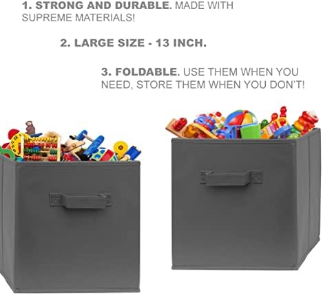 Кубчета за съхранение на Pomatree 13x13x13 инча - 6 опаковки - Големи Кутии за съхранение | С две дръжки | Сгъваема Кошница за кубчета