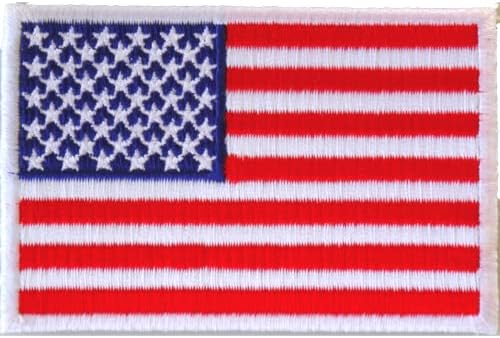 PatchClub Нашивка с флага на сащ Премиум-клас с бродерия - Бяла Кант - Нашивка с Флага на САЩ, Емблемата на Военни униформи