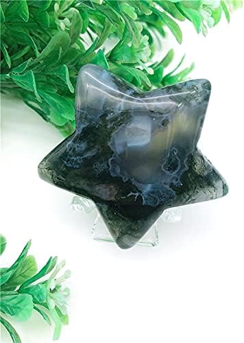 RUITAIQIN СЕ 1БР Натурален Мъхест Ахат Звезда Crystal Скъпоценен Камък Медитация за Изцеление на Чакрите Полирани Подаръци Естествени