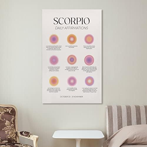 Плакат с Скорпионом, Плакат, с Наклон на Аурата, Духовно Стенно Изкуство, Плакат с Зодиаком, Дневни Утвърждения, Плакат с изображение