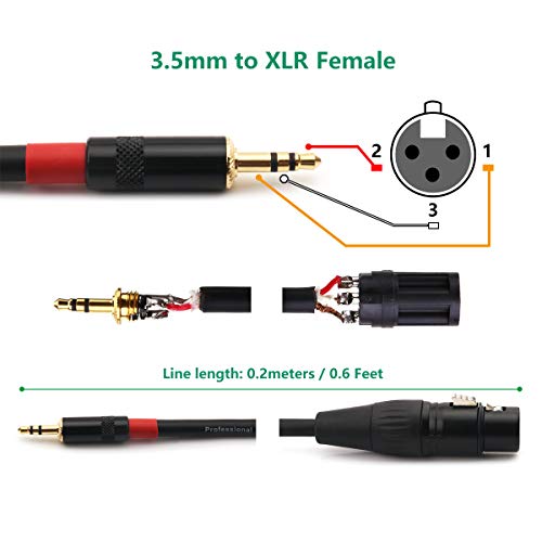 NANYI 3,5 мм (1/8 инча) Свързване на аудио-микрофон, кабел TRS Stereo Male-XLR Female, подходящ за iPod, мобилен телефон, активни високоговорители, сцена, DJ, на студийната аудио системи, 0