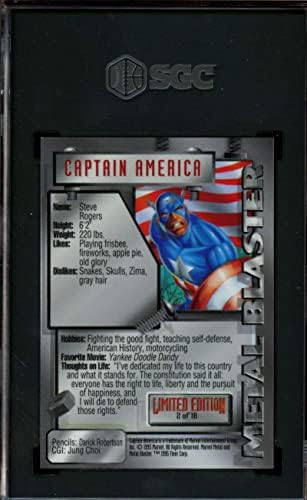 Метален силен вятър Captain America 2 SGC 9 Mint 1995 Marvel Metal